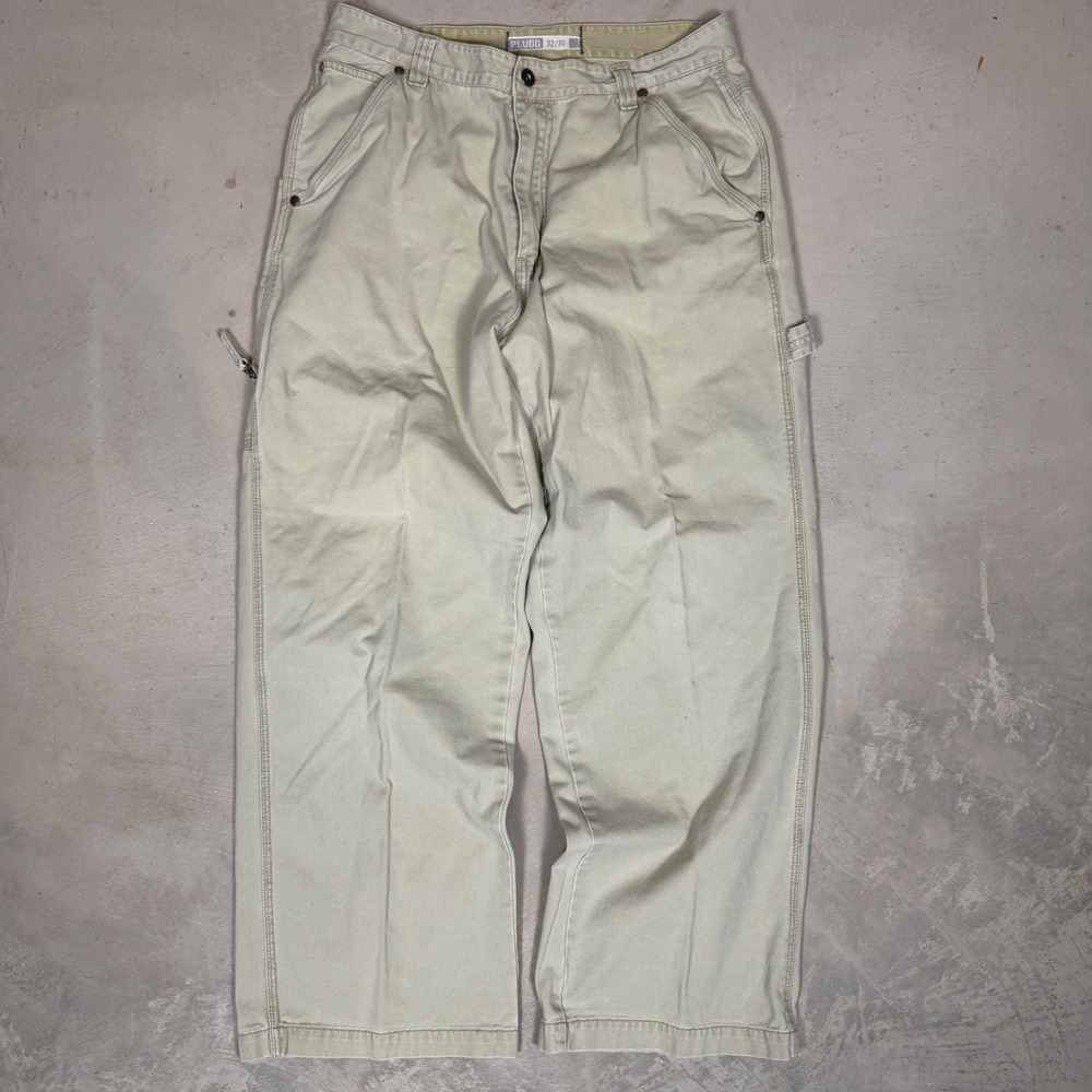 Plugg Co Mens Carpenter Pants 32x30 Tan Khaki Wide Leg Workwear‎ Cotton Vintage - Picture 2 of 8